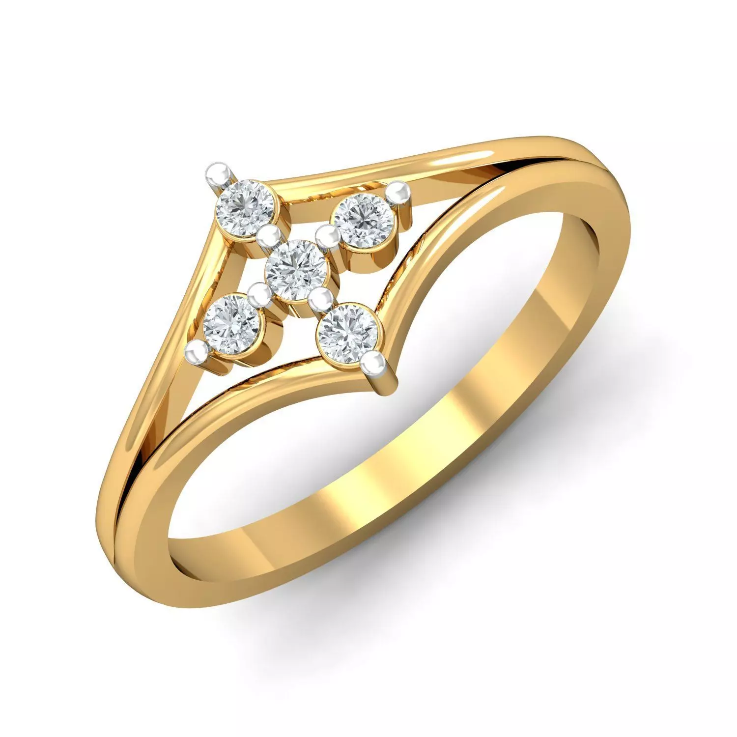 Swirl Diamond Gold Ring 3D print model_0