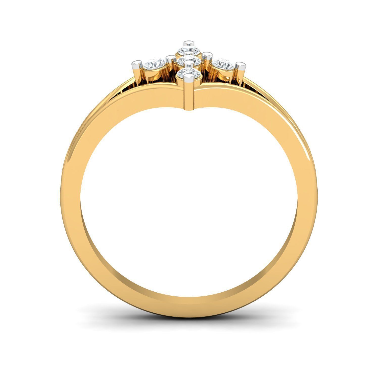 Swirl Diamond Gold Ring 3D print model_2