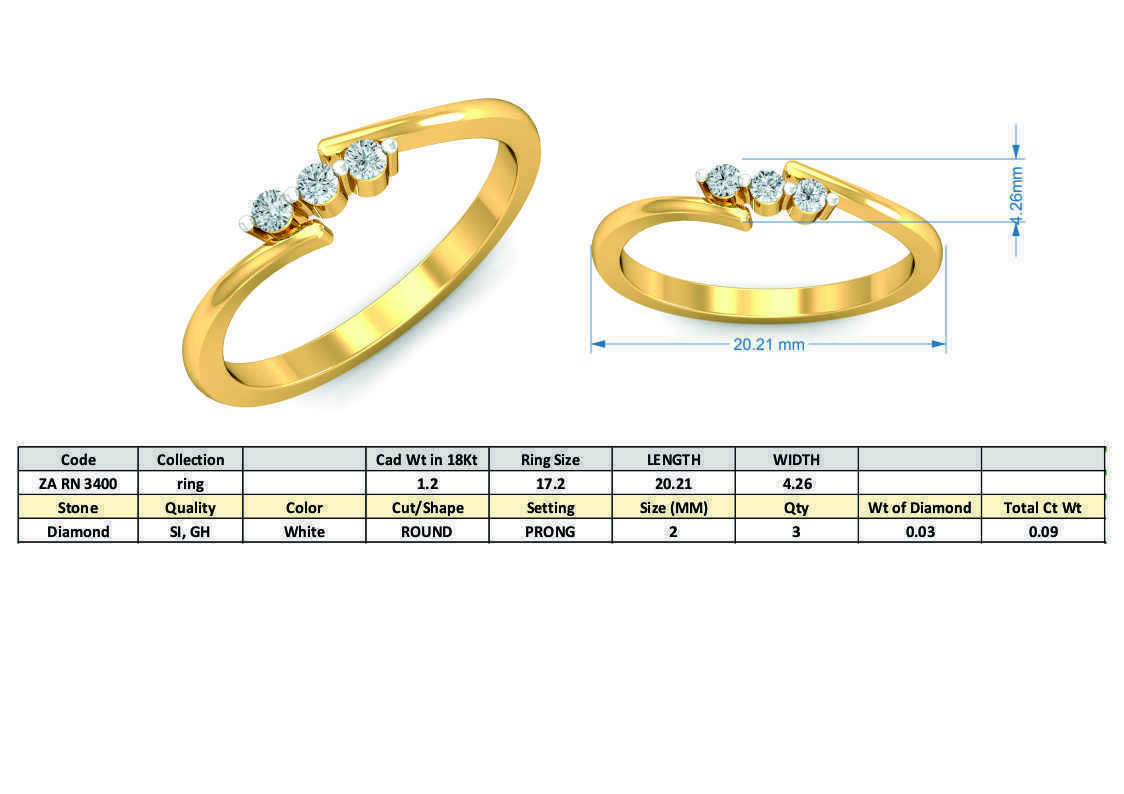 Dainty Charming Diamond Ring 3D print model_3