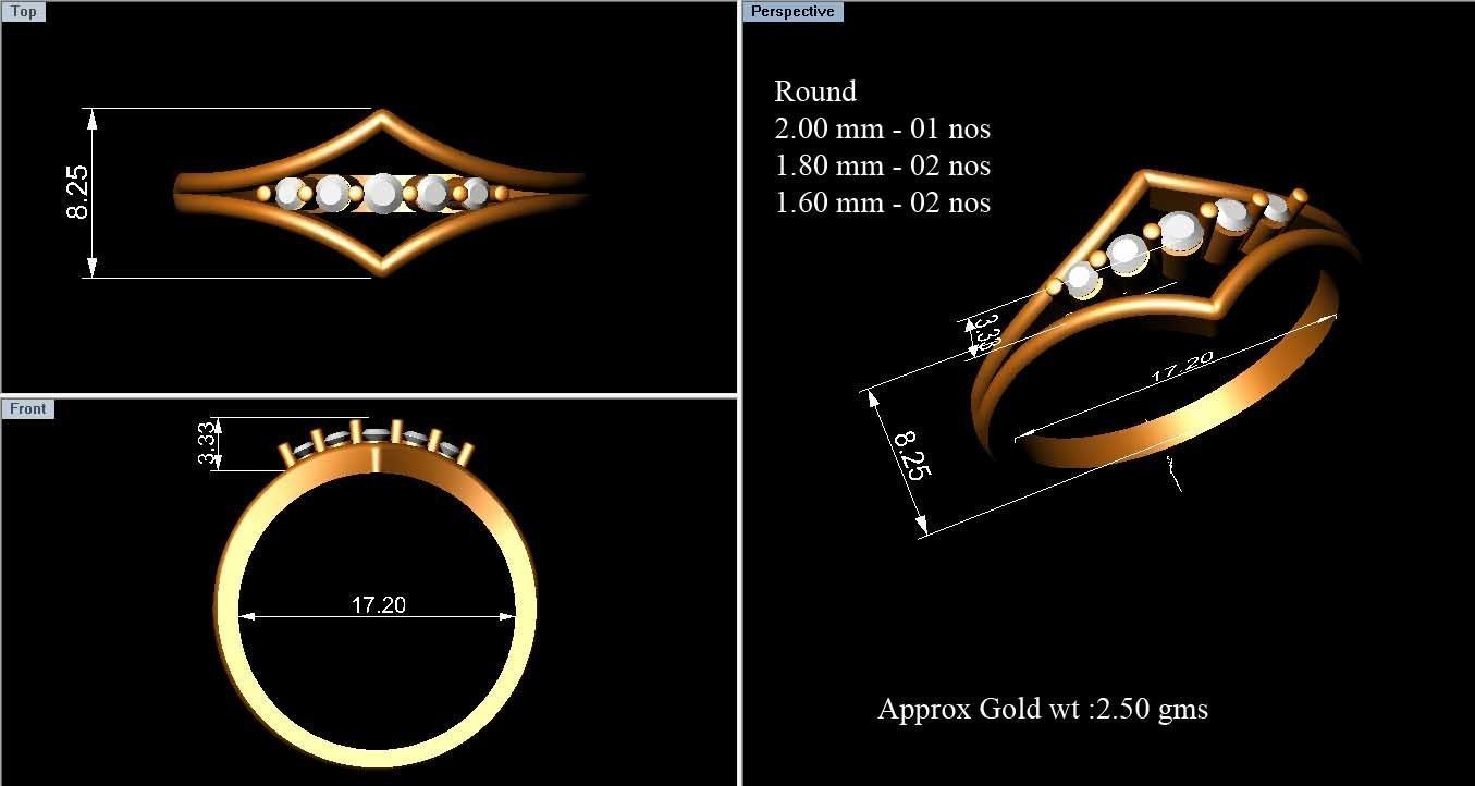 Elegant Gold Crown Ring 3D print model_4