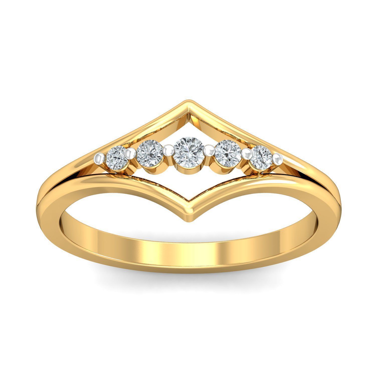 Elegant Gold Crown Ring 3D print model_1