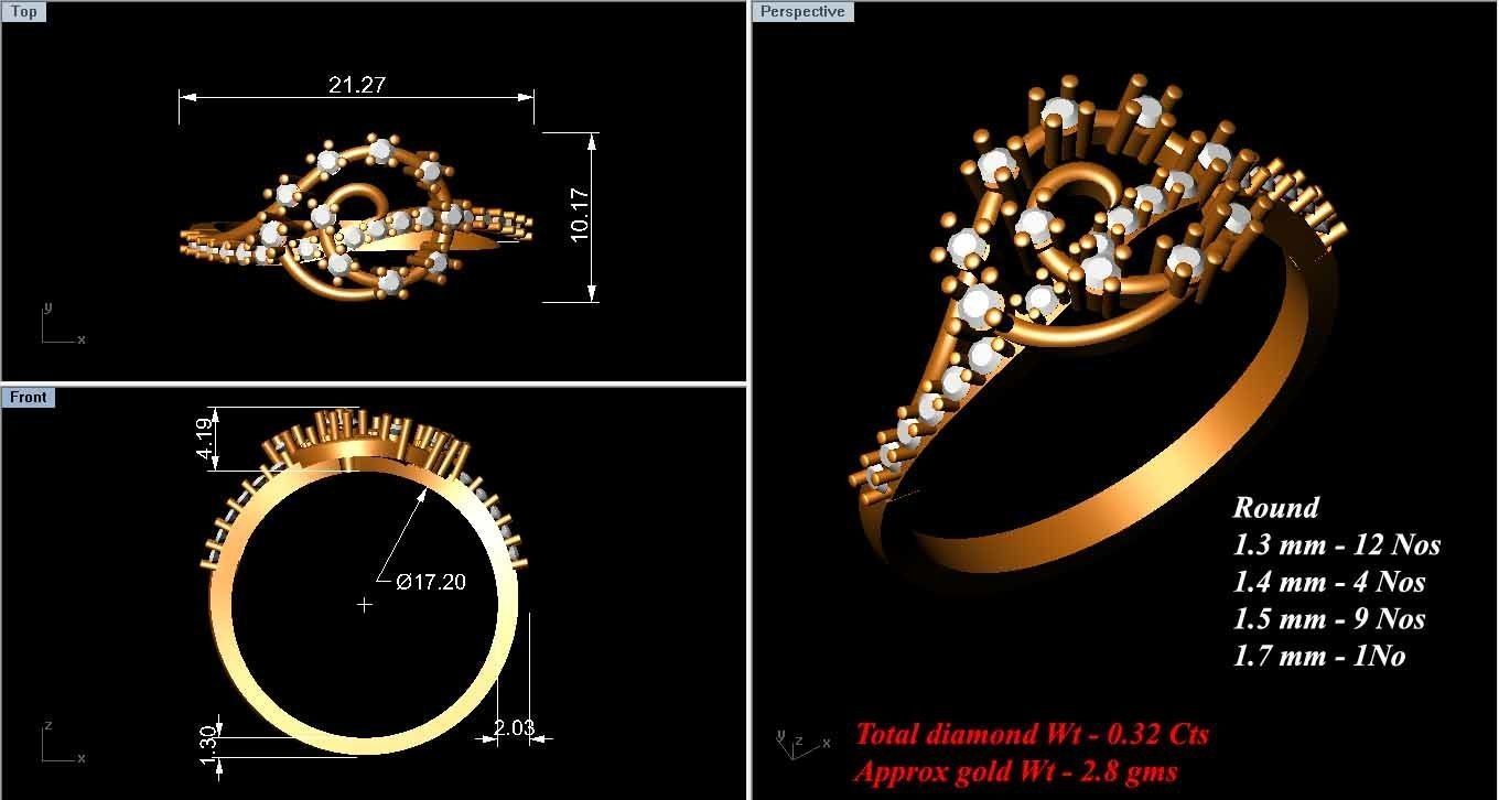 Bloom Flower Engagement Ring 3D print model_4