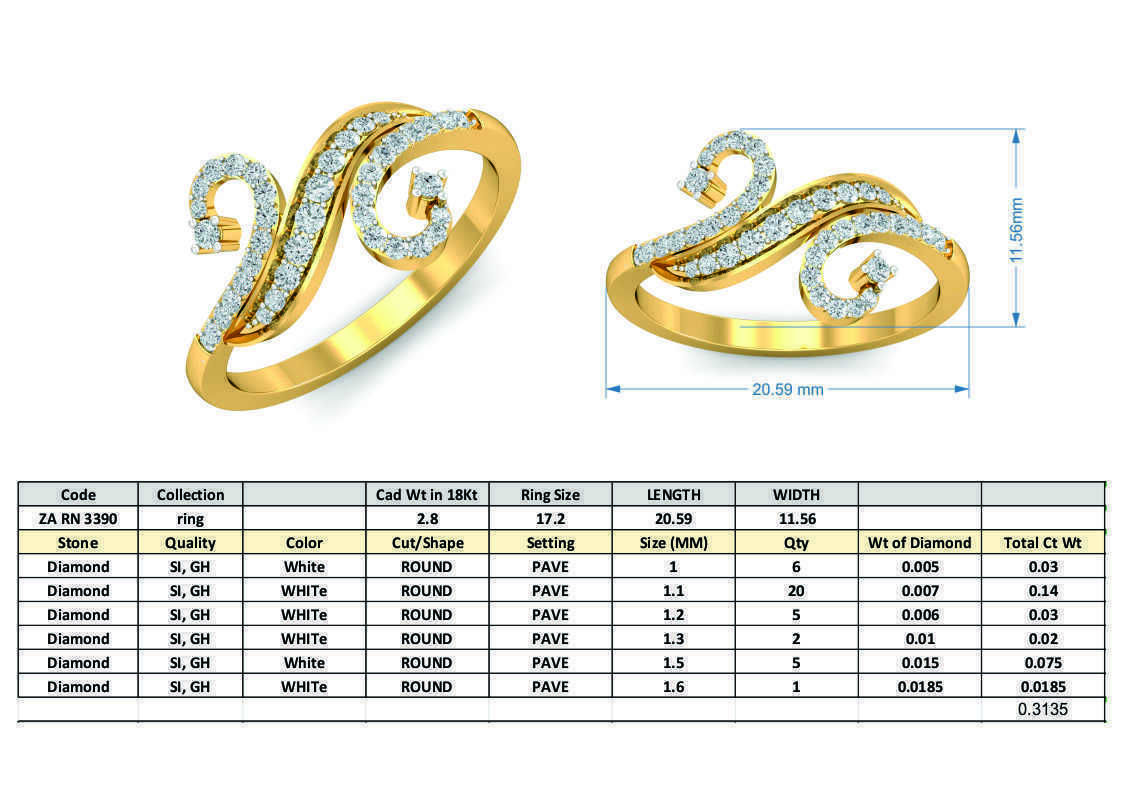 Casual Selfless Diamond Ring 3D print model_3