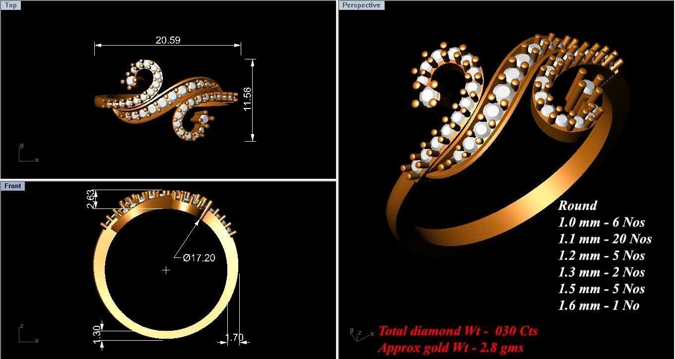Casual Selfless Diamond Ring 3D print model_4