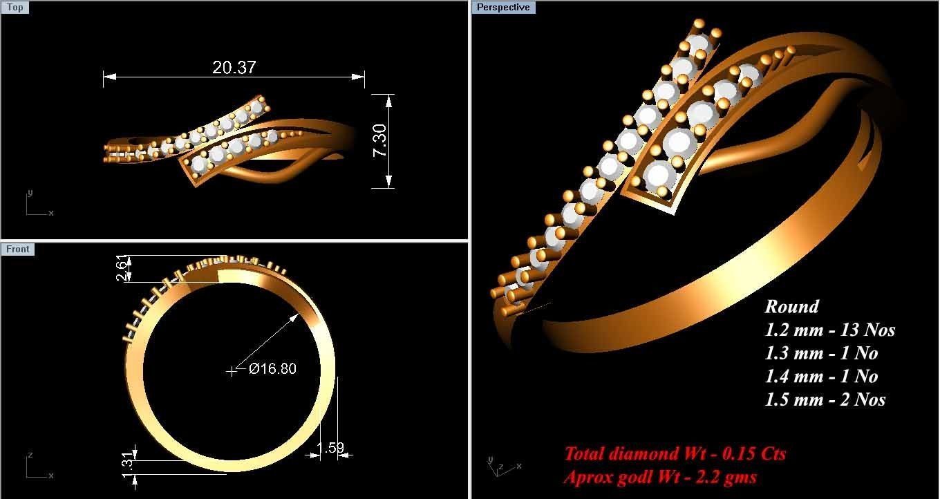 Dreamy Dalliance Diamond Generic Rin 3D print model_4