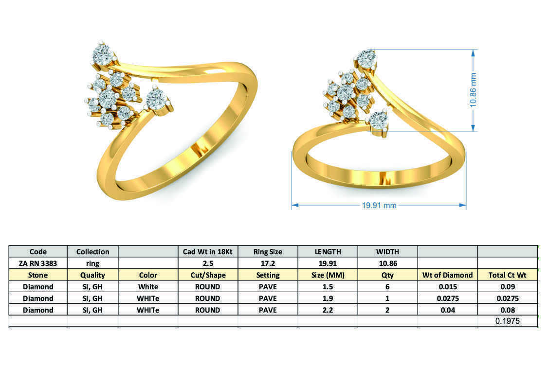 Diamond Ring Gold Plated Elegance 3D print model_3