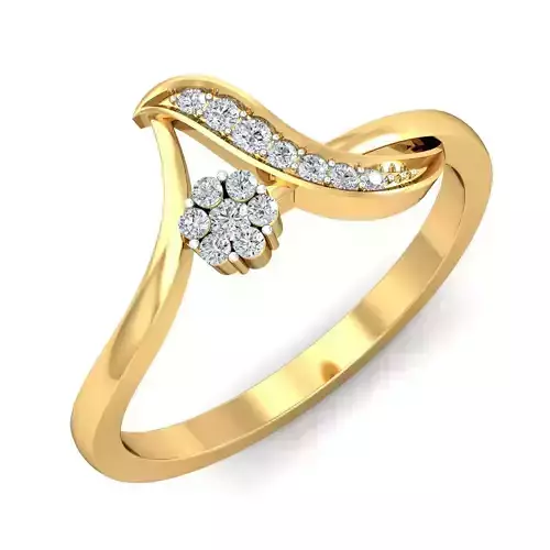 Ladies Round Diamond Studded Gold Ring