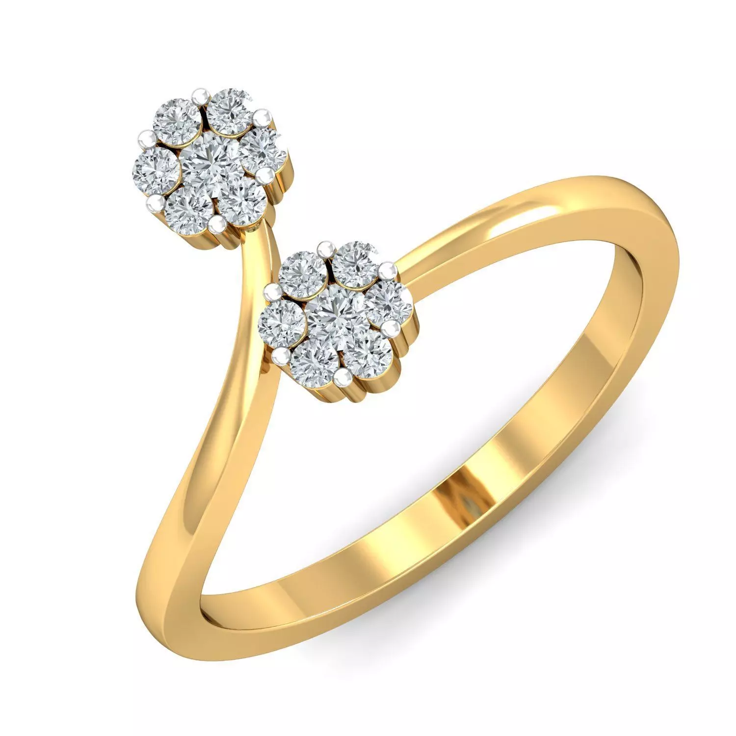 Floret Gold Plated Diamond Ring 3D print model