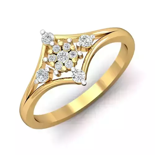 Flower Shaped Gold Ring with Diamonds