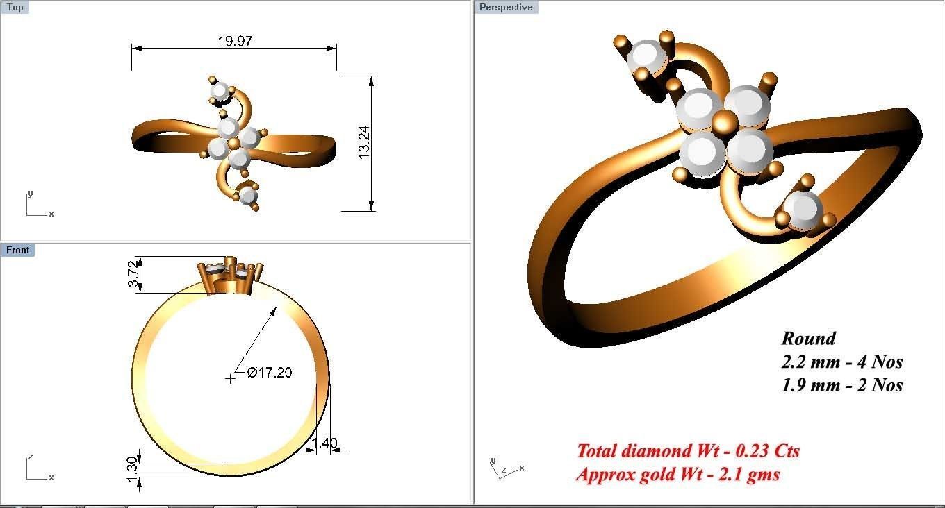 Buy Classic Floral Diamond Ring 3D print model_4