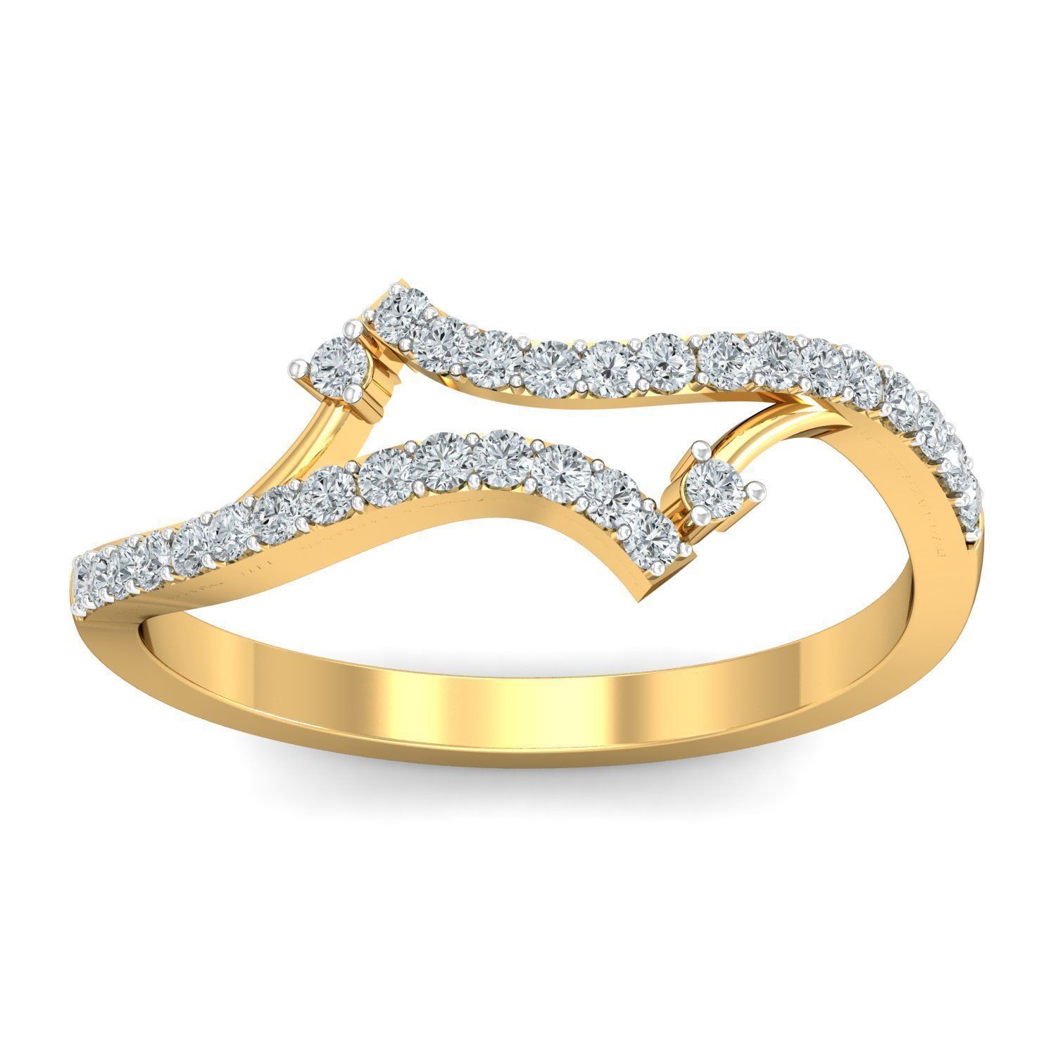 Stunning Crossover Diamond Finger Ring 3D print model_1
