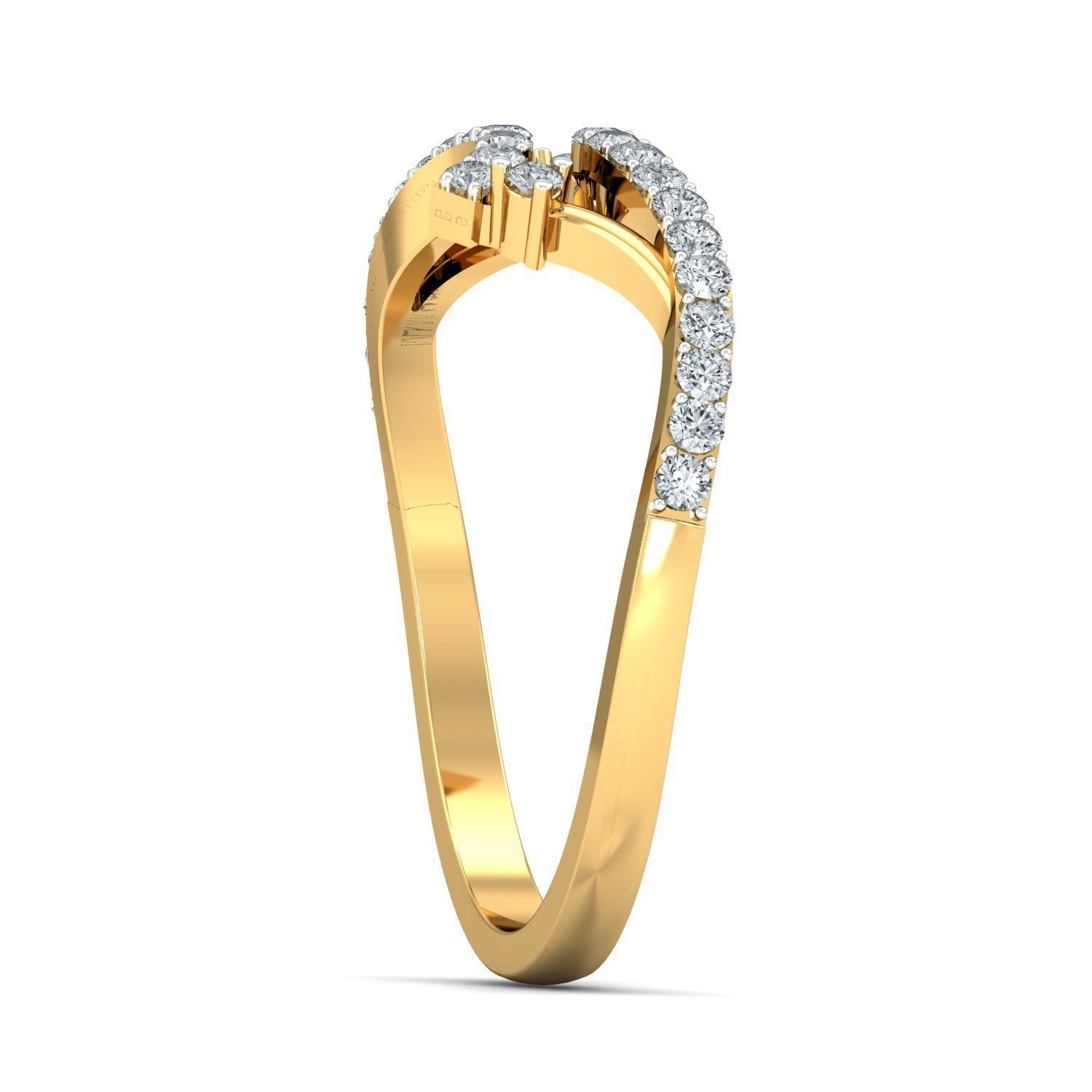 Stunning Crossover Diamond Finger Ring 3D print model_2