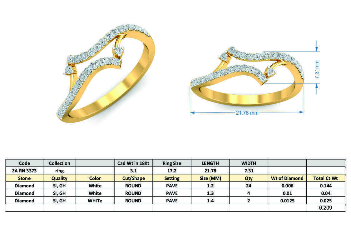 Stunning Crossover Diamond Finger Ring 3D print model_3