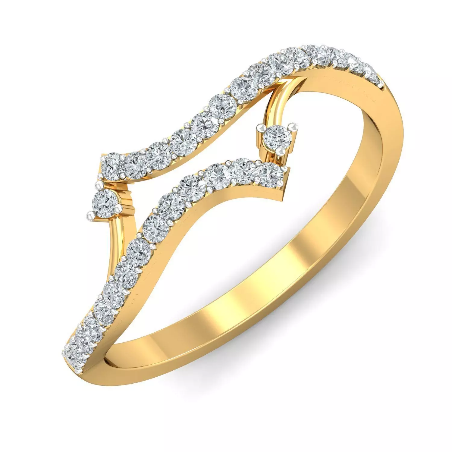 Stunning Crossover Diamond Finger Ring 3D print model_0