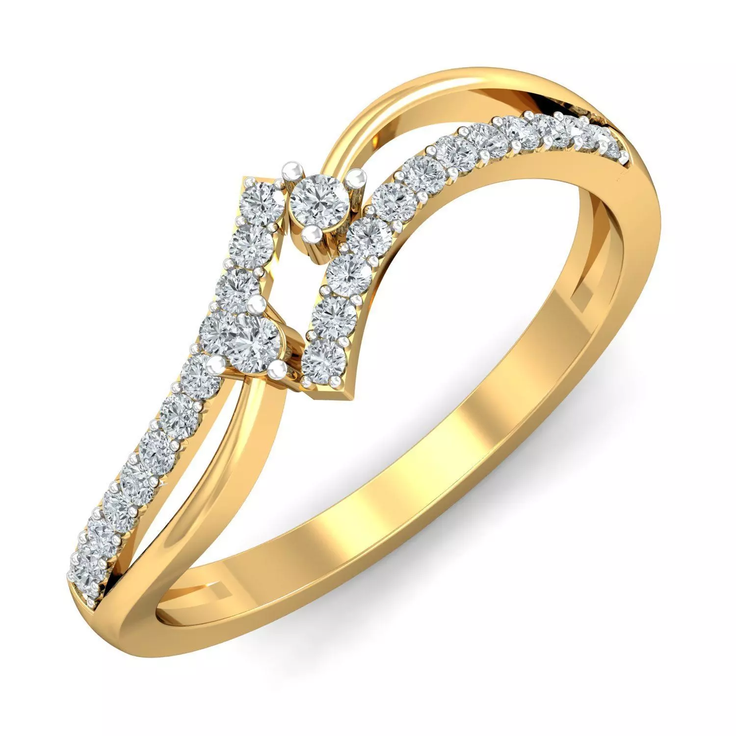 Elegant Soulmate Diamond Ring 3D print model_0