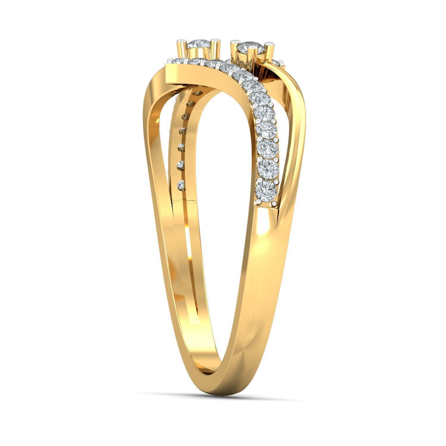 Elegant Soulmate Diamond Ring 3D print model_2