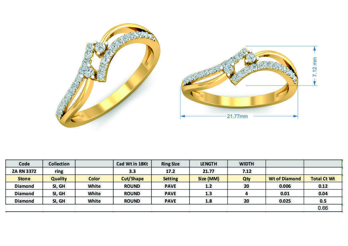 Elegant Soulmate Diamond Ring 3D print model_3