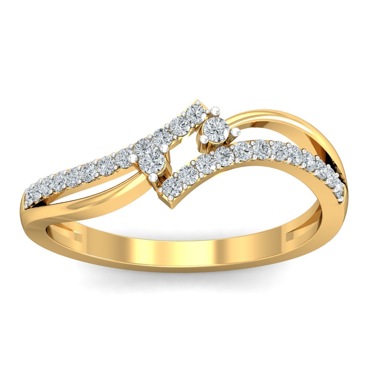 Elegant Soulmate Diamond Ring 3D print model_1
