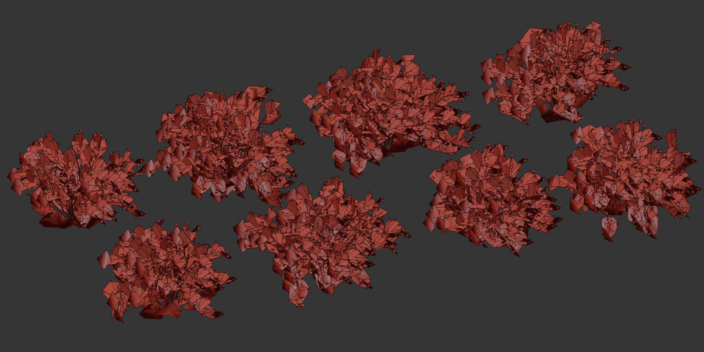 Low poly bushes collection vol 30-Blender Low-poly 3D model_1