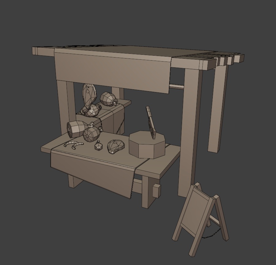 Stylized Butcher Stall Low-poly 3D model_3