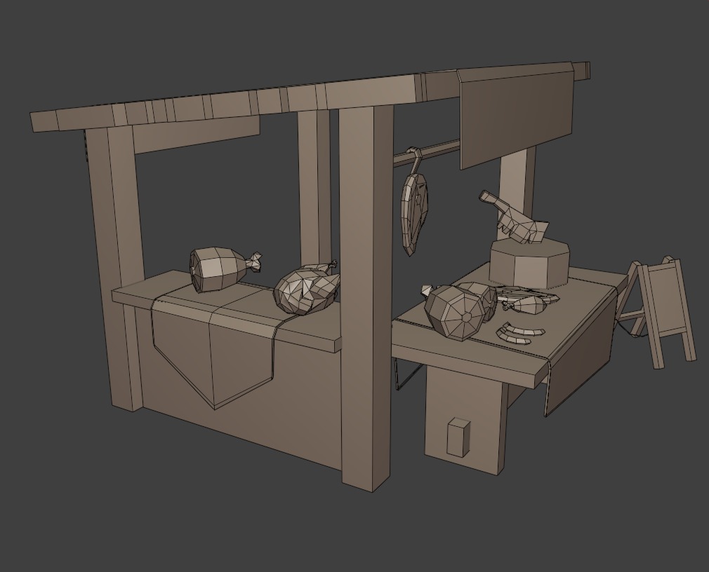 Stylized Butcher Stall Low-poly 3D model_4