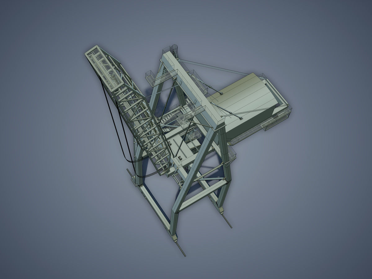 Port Container Crane Low-poly 3D model_12