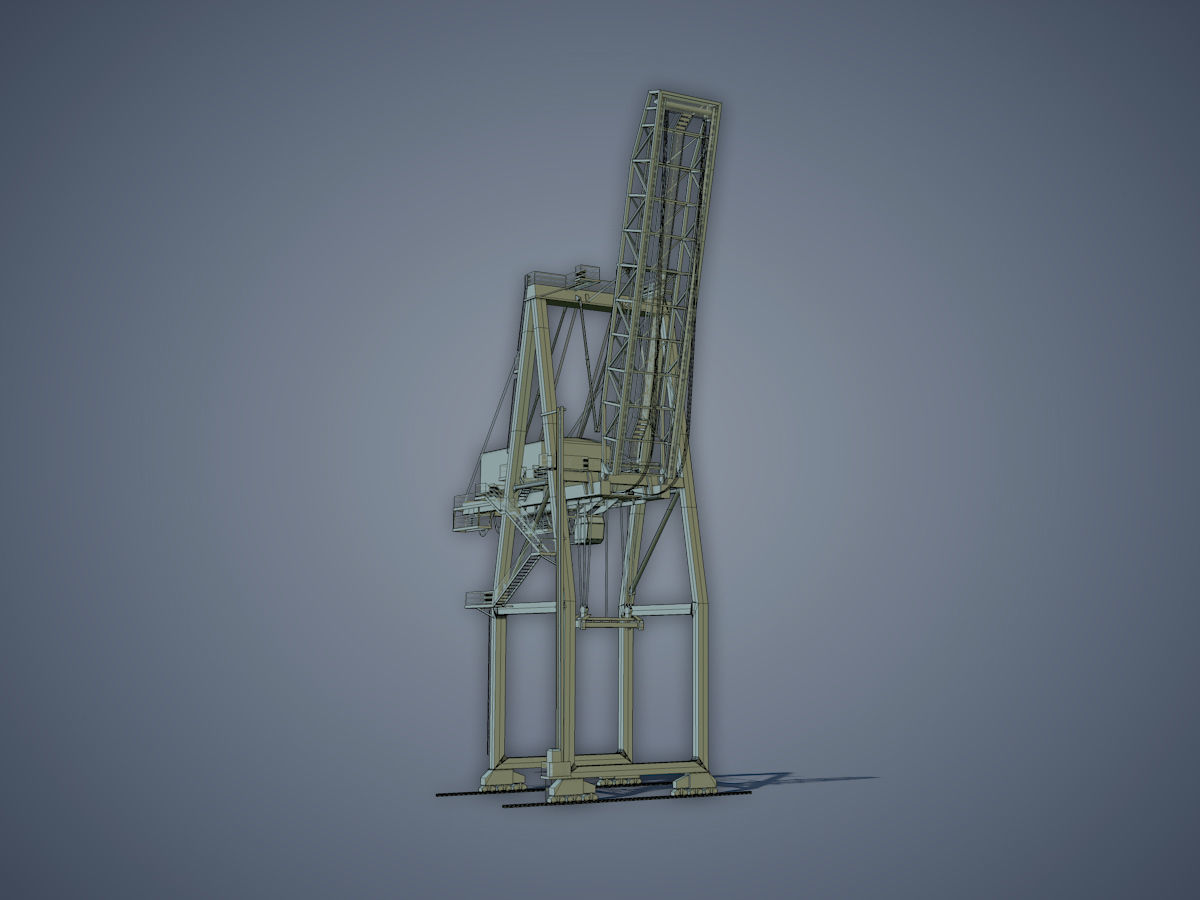 Port Container Crane Low-poly 3D model_14