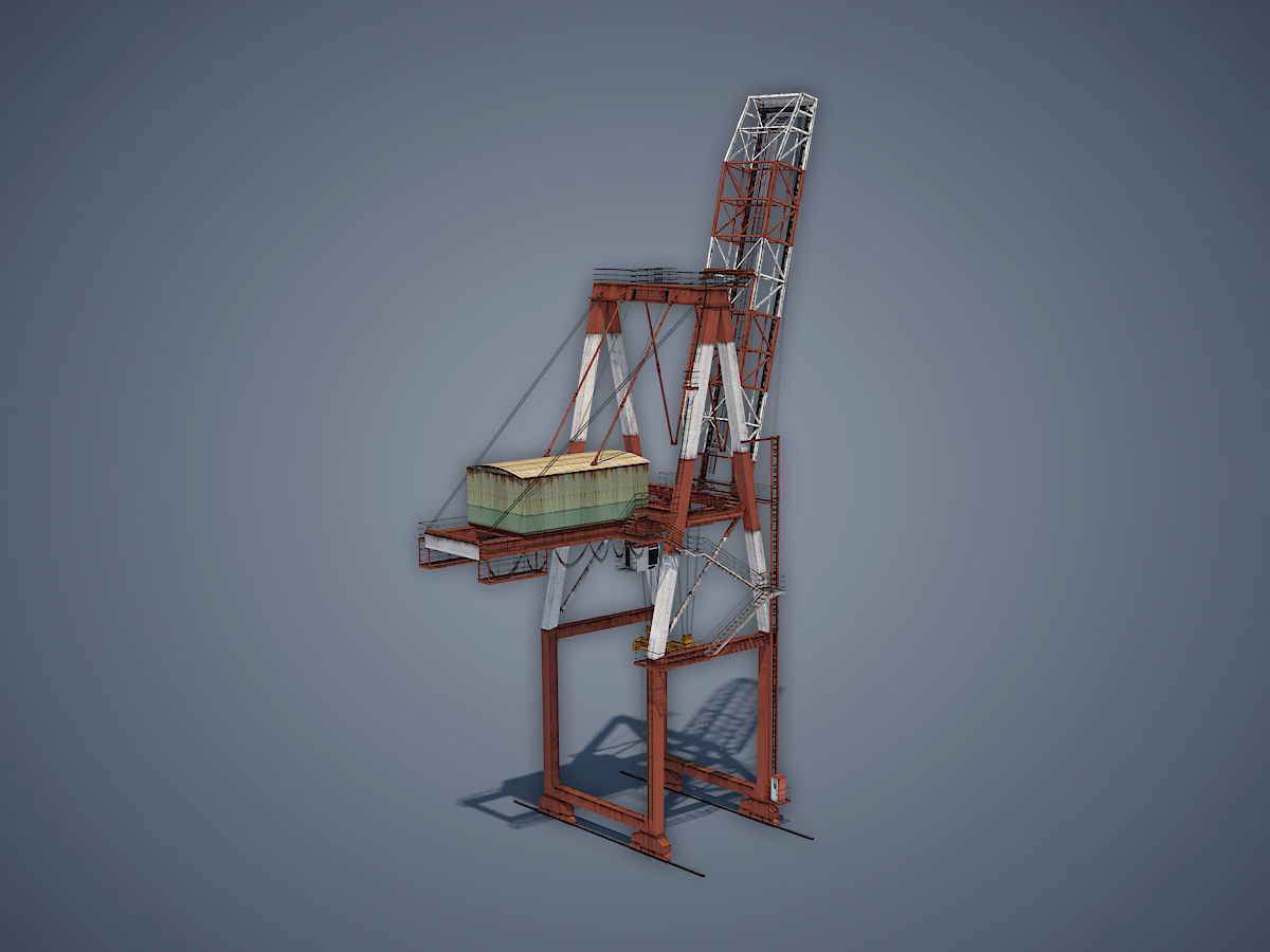 Port Container Crane Low-poly 3D model_1