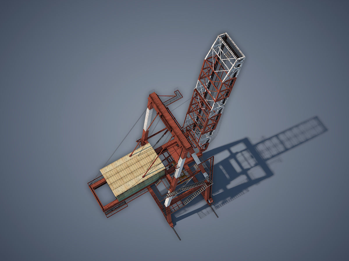 Port Container Crane Low-poly 3D model_5