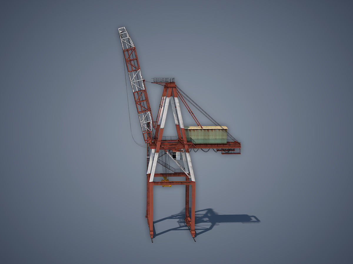 Port Container Crane Low-poly 3D model_2