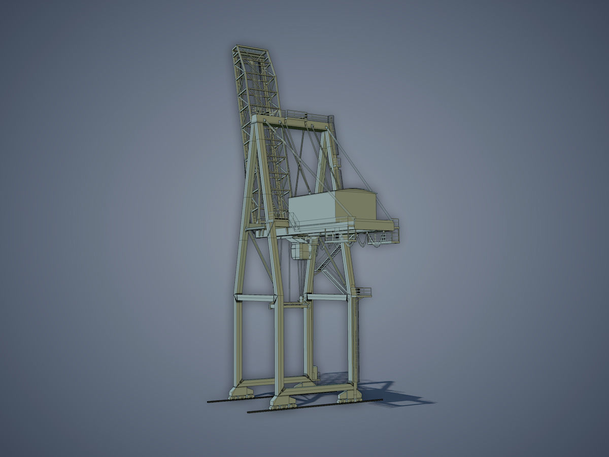 Port Container Crane Low-poly 3D model_15