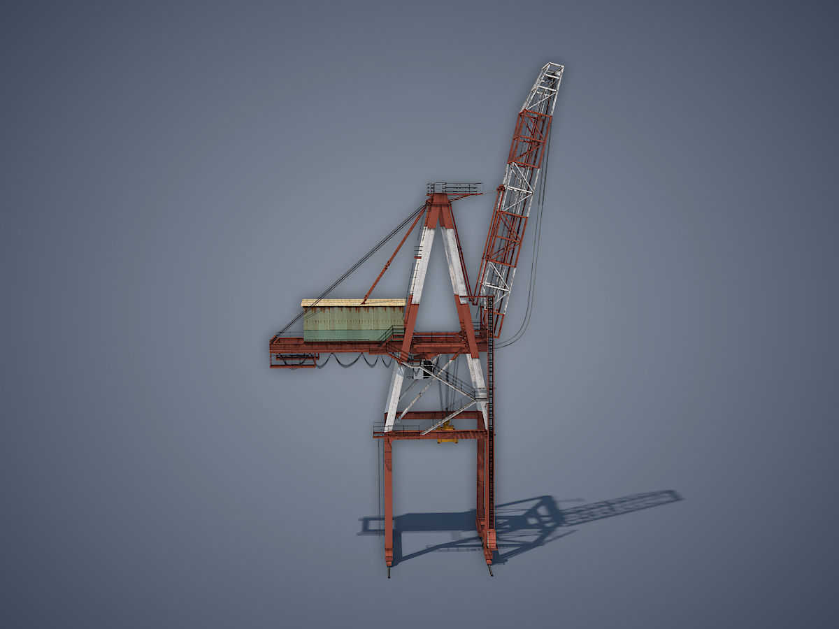 Port Container Crane Low-poly 3D model_3