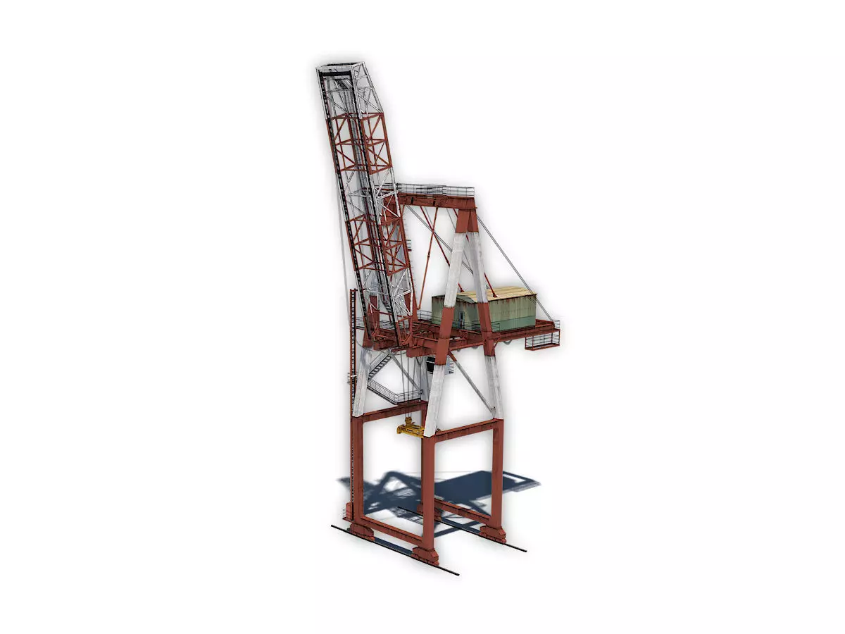Port Container Crane Low-poly 3D model_0