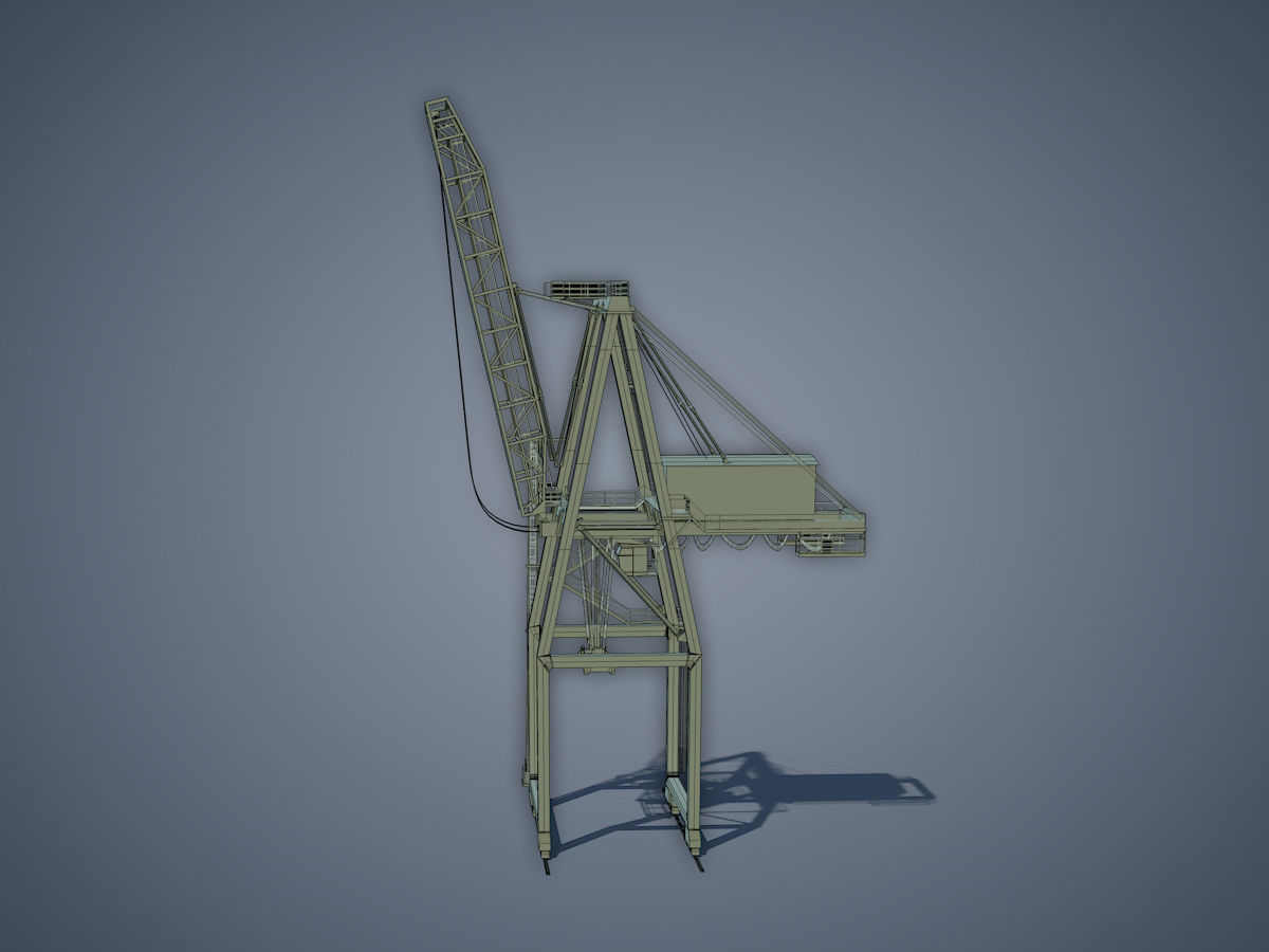 Port Container Crane Low-poly 3D model_10