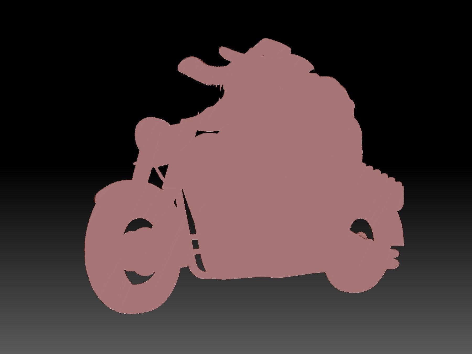 Alligator on a bike 3D print model_2