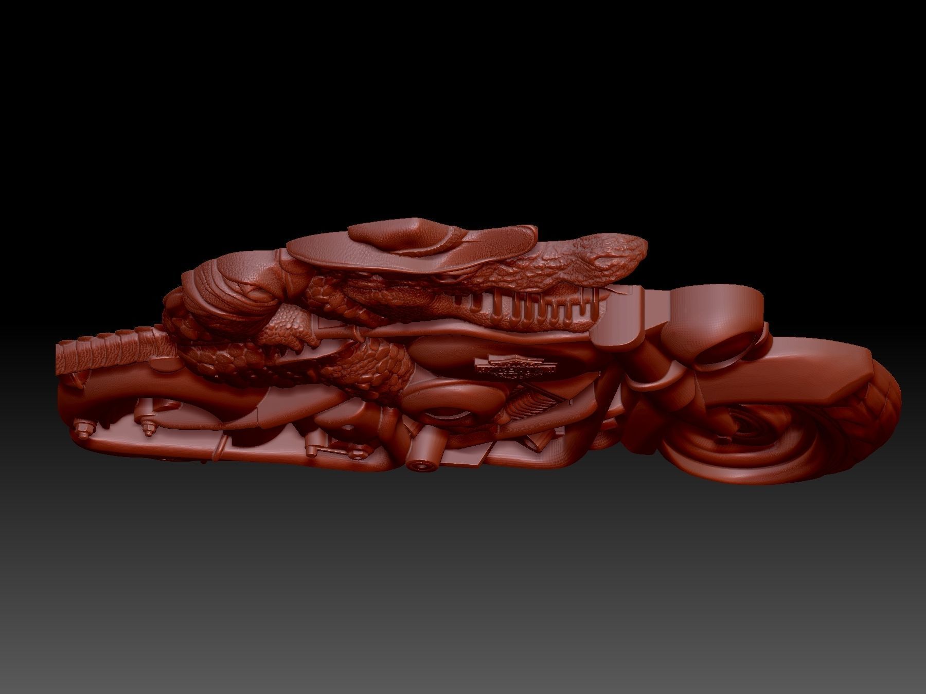 Alligator on a bike 3D print model_6