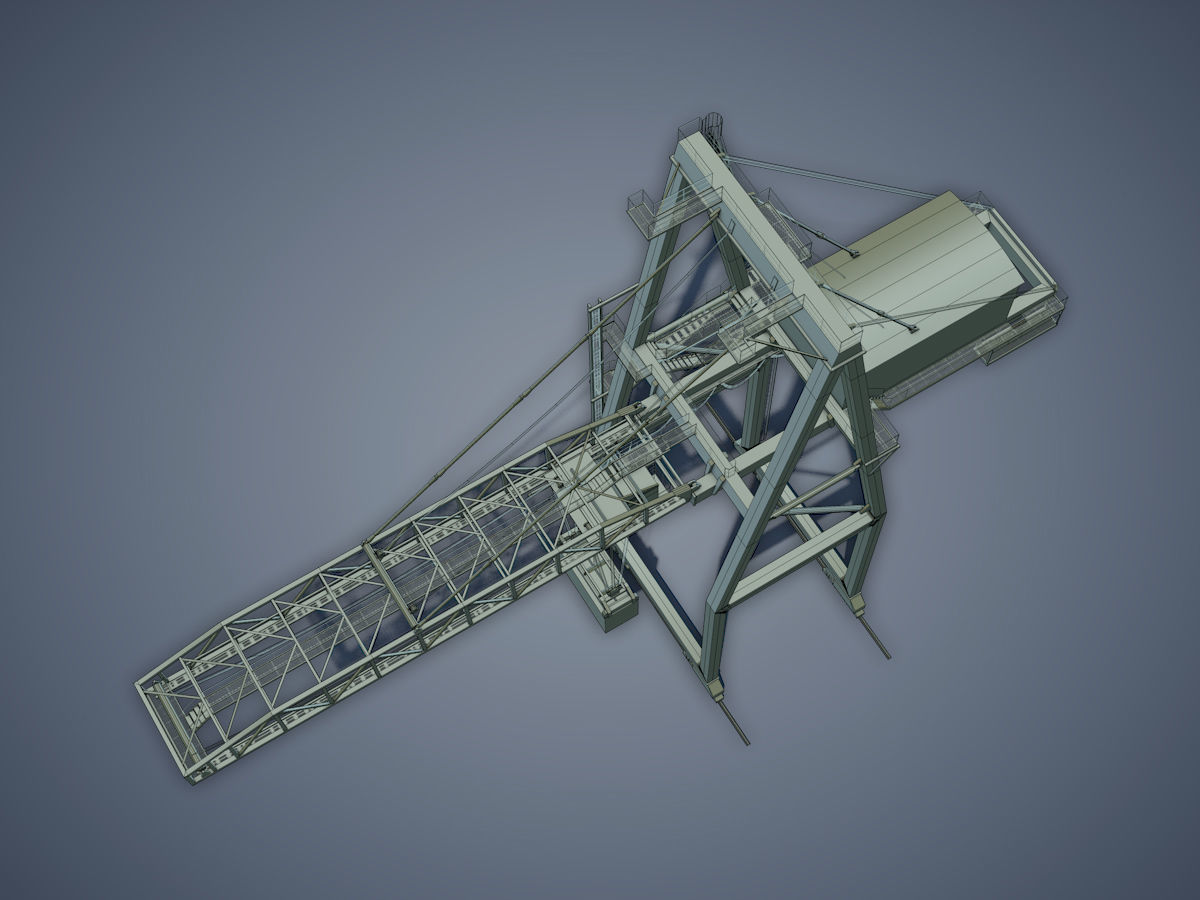 Port Container Crane Low-poly 3D model_12