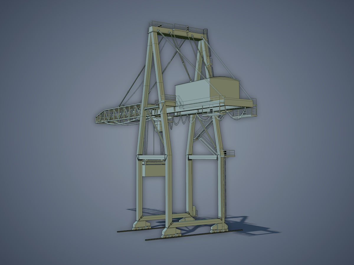 Port Container Crane Low-poly 3D model_15