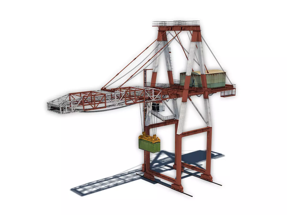 Port Container Crane Low-poly 3D model_0