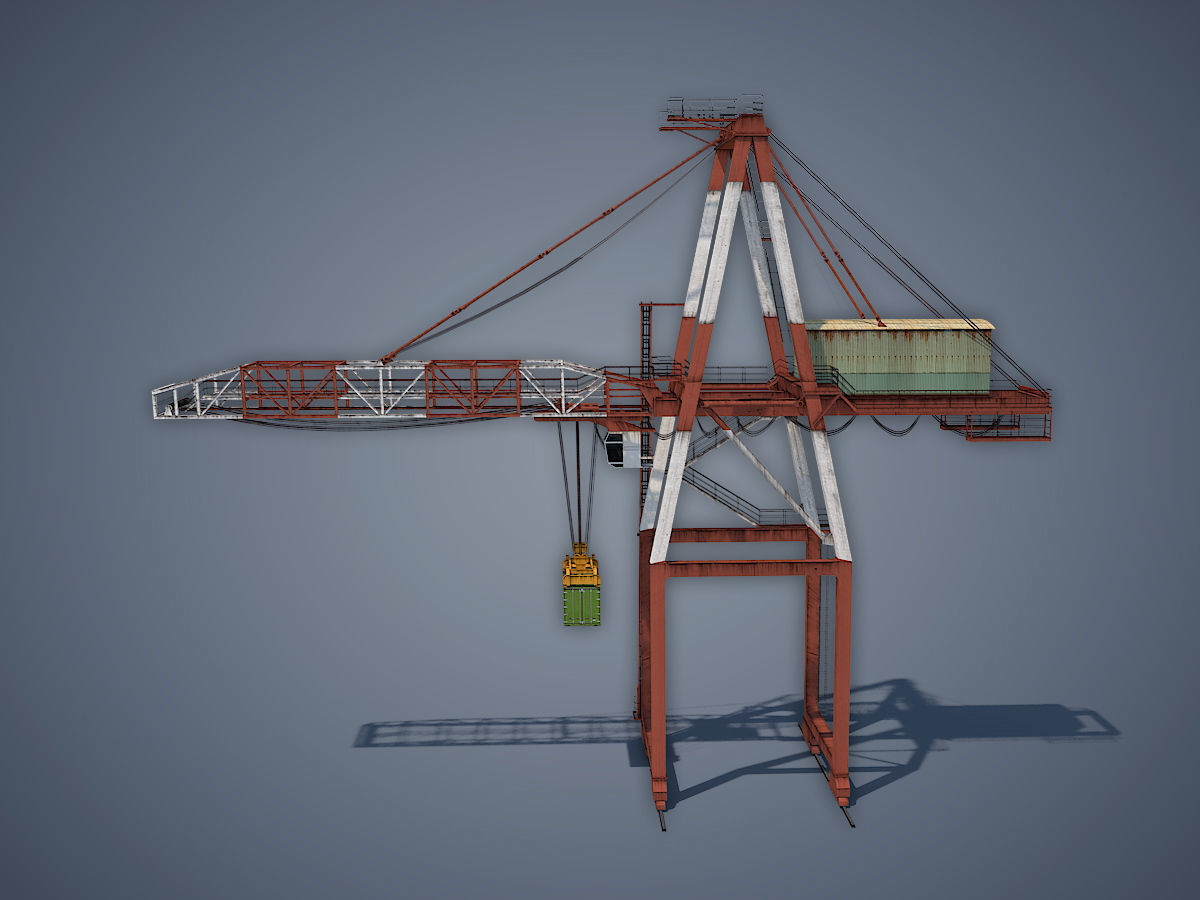 Port Container Crane Low-poly 3D model_2