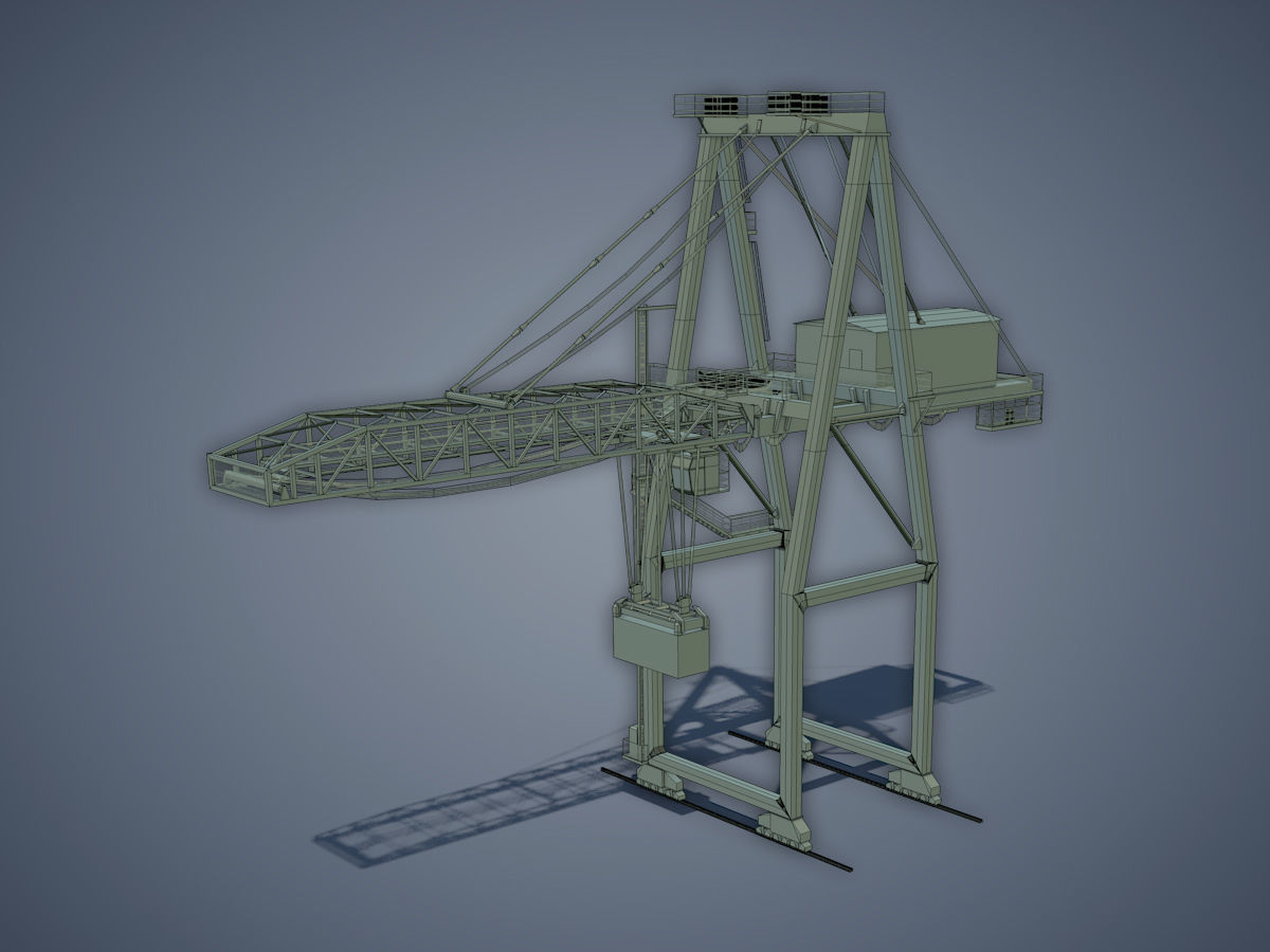Port Container Crane Low-poly 3D model_8