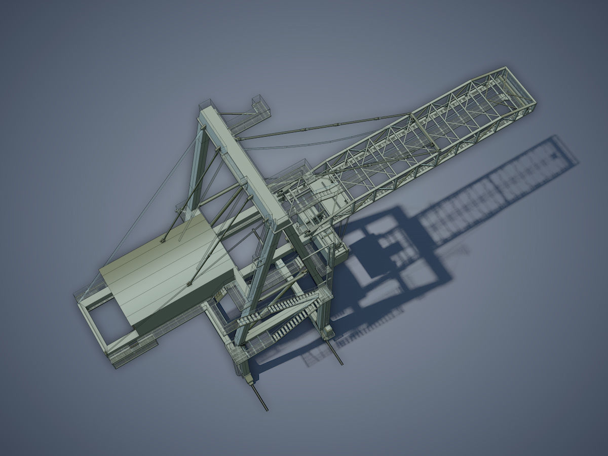 Port Container Crane Low-poly 3D model_13