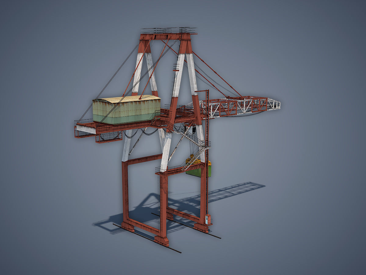 Port Container Crane Low-poly 3D model_1