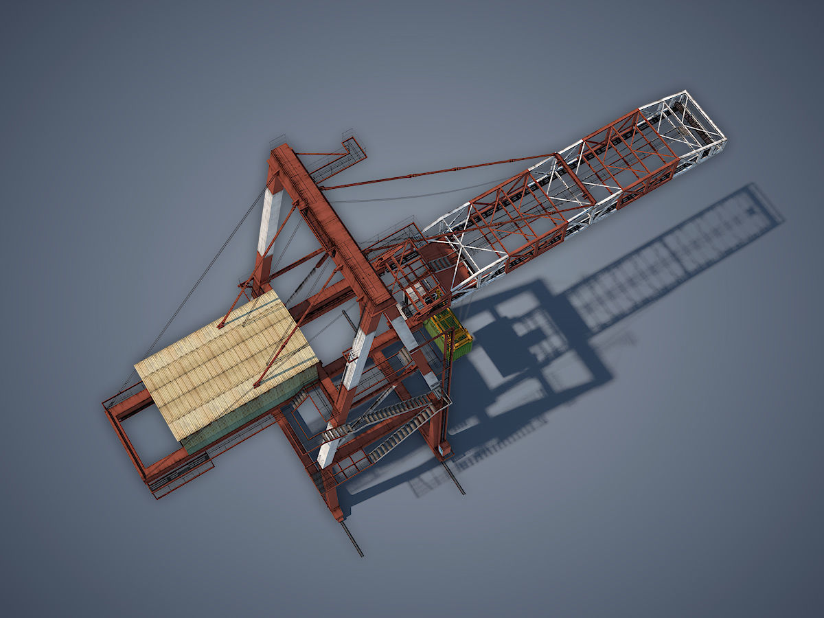 Port Container Crane Low-poly 3D model_5