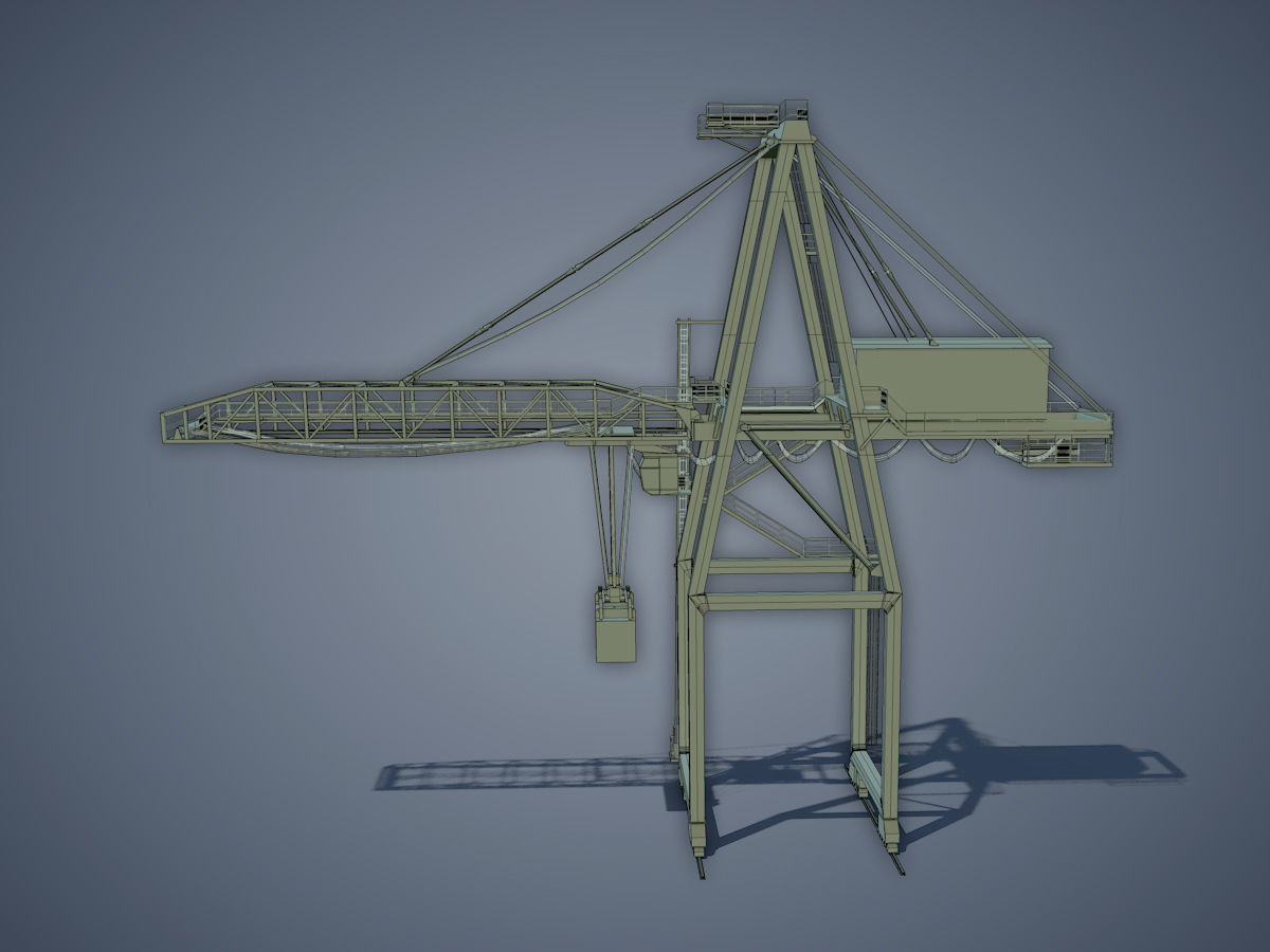 Port Container Crane Low-poly 3D model_10