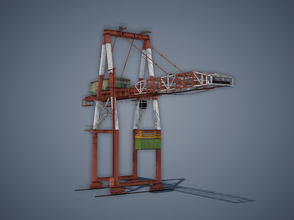 Port Container Crane Low-poly 3D model_6