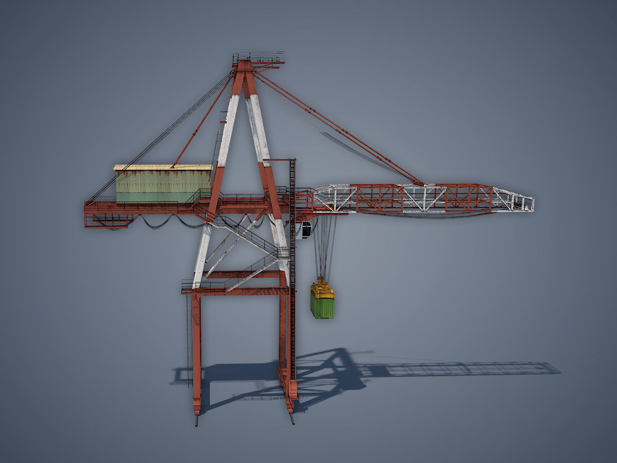Port Container Crane Low-poly 3D model_3