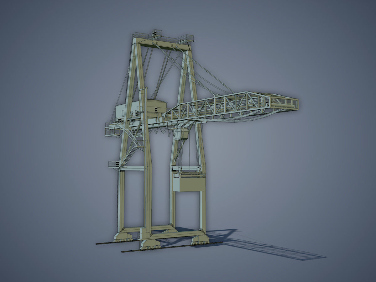 Port Container Crane Low-poly 3D model_14