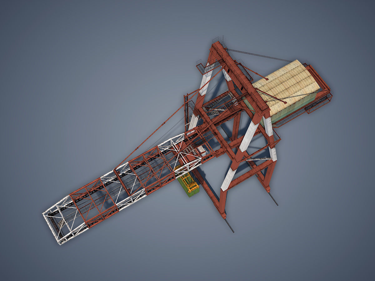 Port Container Crane Low-poly 3D model_4