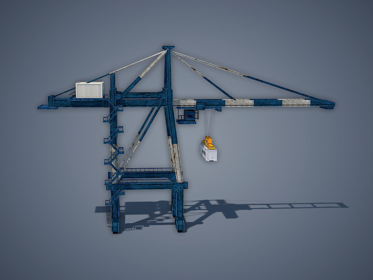 Port Container Crane Low-poly 3D model_3